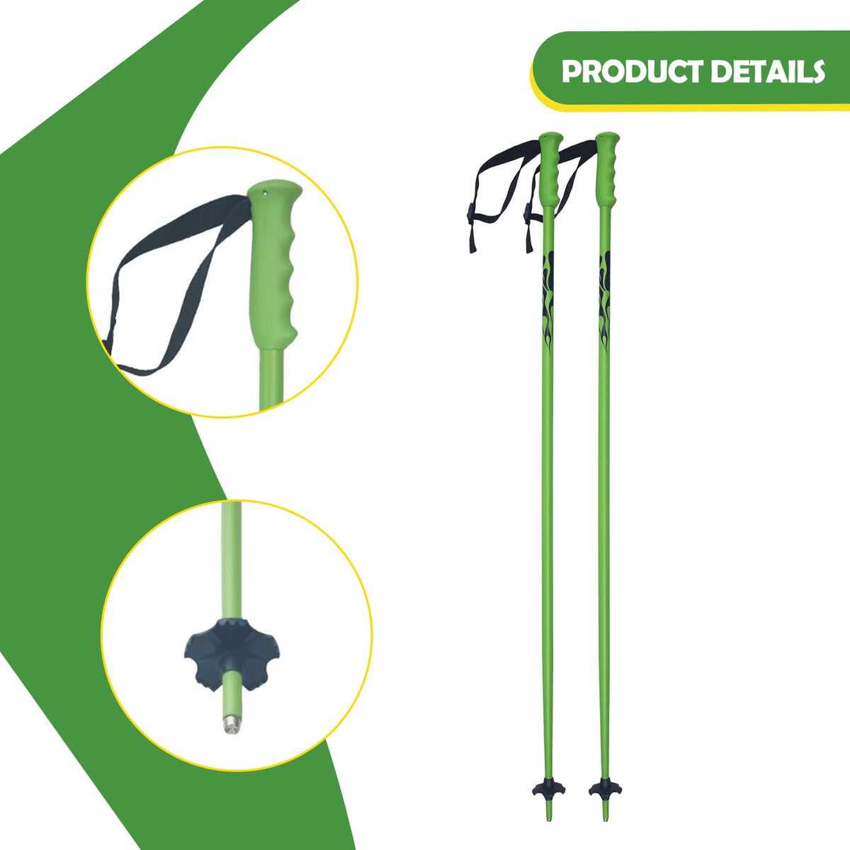 Sunnimix Aluminum Ski Poles with Wrist Strap – 2-Piece Set Ski Poles PLUSH
