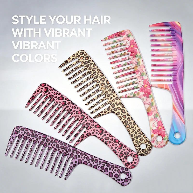 Wide Tooth Detangling Comb – Leopard Print, All Hair Types Wide Tooth Comb PLUSH