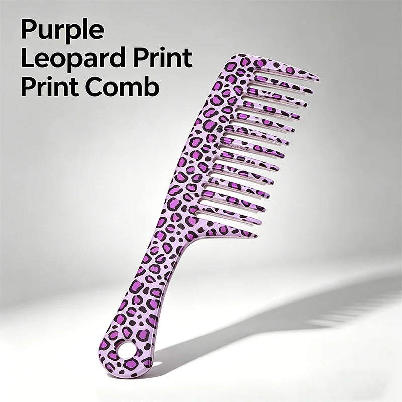 Wide Tooth Detangling Comb – Leopard Print, All Hair Types Wide Tooth Comb PLUSH Purple Leopard