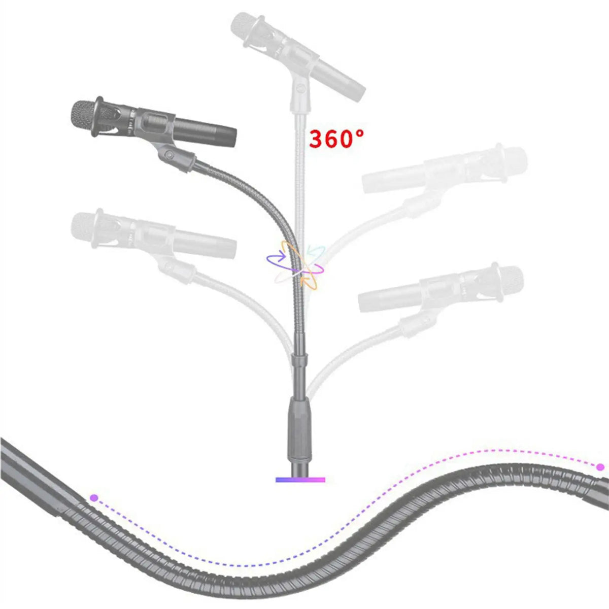 Gooseneck Microphone Holder – 360° Adjustable Clip-On Mic Stand Microphone Stand PLUSH