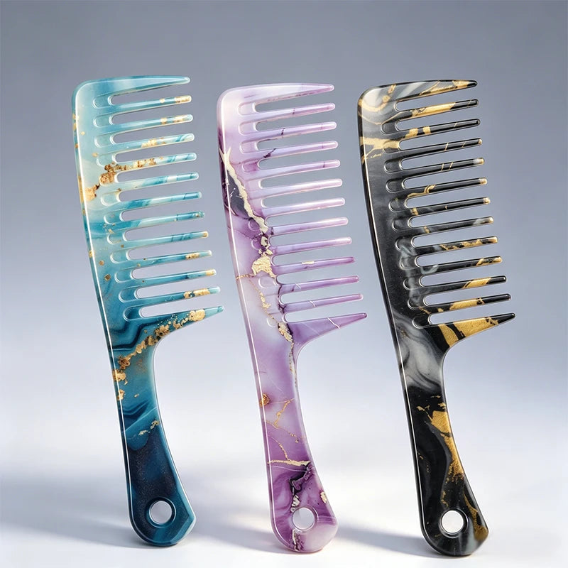 Wide Tooth Detangling Comb – Leopard Print, All Hair Types Wide Tooth Comb PLUSH