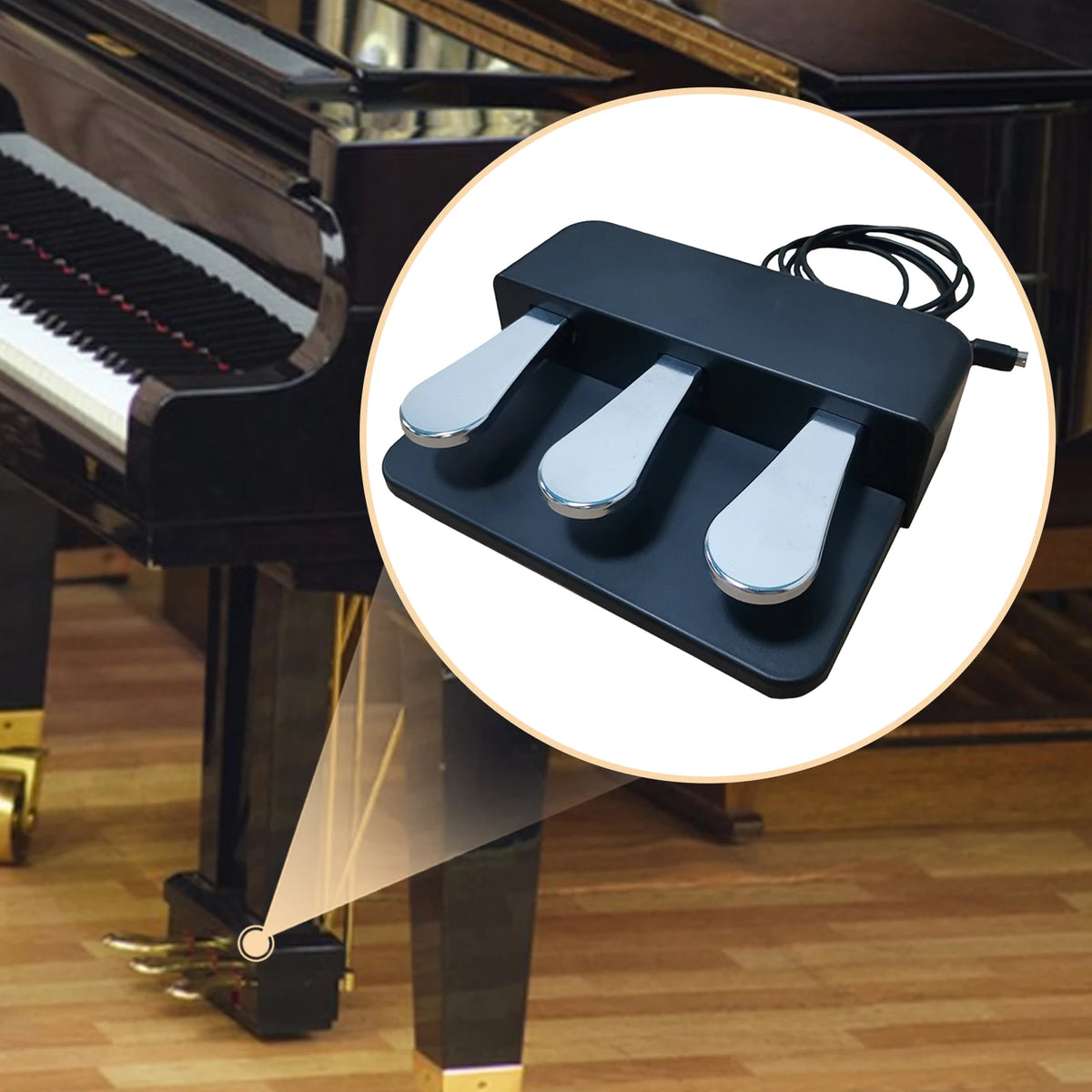 Triple Pedal Unit for Digital Piano & MIDI Keyboard Piano Pedal Unit PLUSH