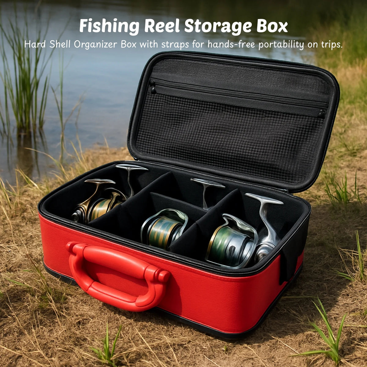Fishing Reel Hard Case – Holds 6–8 Reels | Sunnimix Organizer Fishing Reel Case PLUSH
