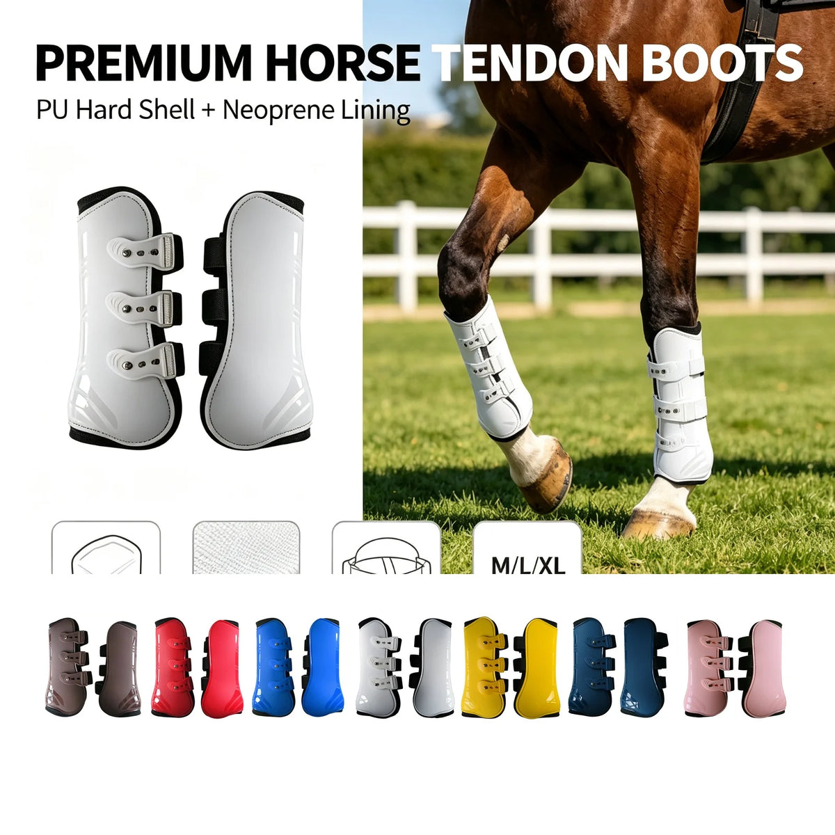 Horse Front Leg Tendon Boots – Adjustable Equestrian Guard Horse Tendon Boots PLUSH