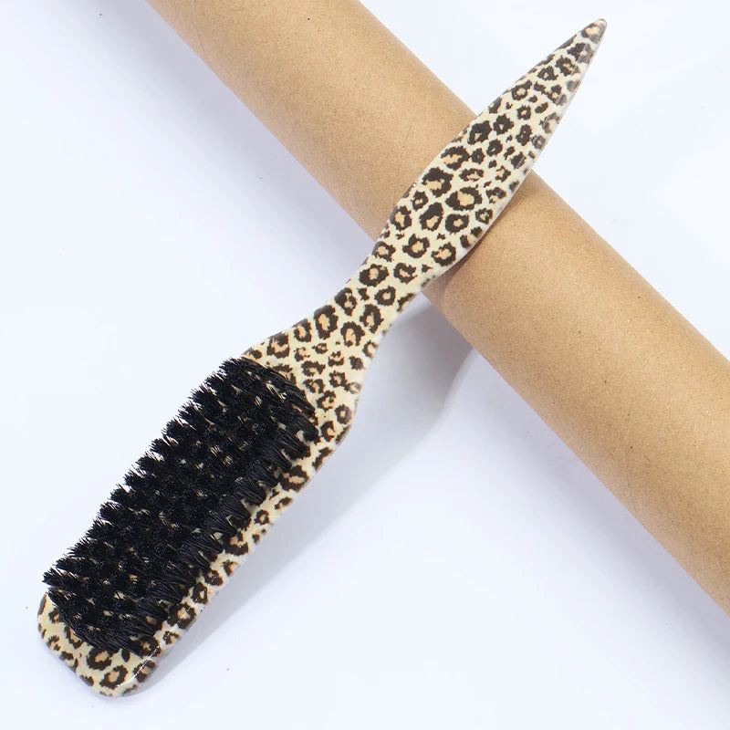 Slick Back Hair Brush – Edge Control, Ponytail & Bun Styling Hair Styling Brush PLUSH Yellow leopard