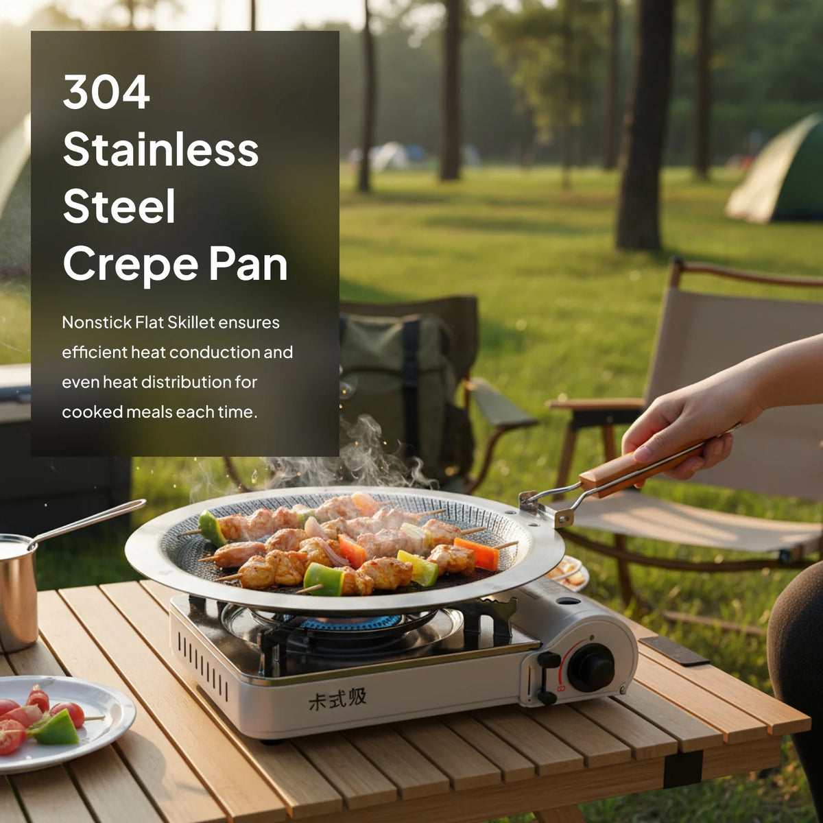 Stainless Steel Honeycomb Crepe Pan Foldable Handle 30/34cm Crepe Pan Skillet PLUSH