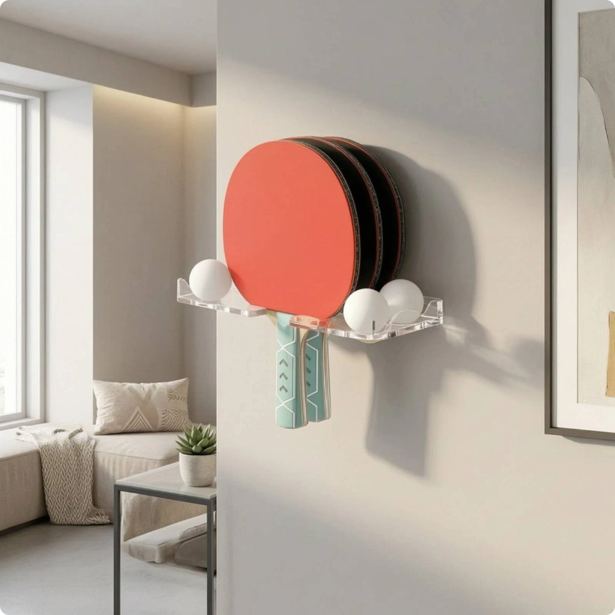 Acrylic Table Tennis Paddle & Ball Wall Organizer Rack Paddle & Ball Rack PLUSH