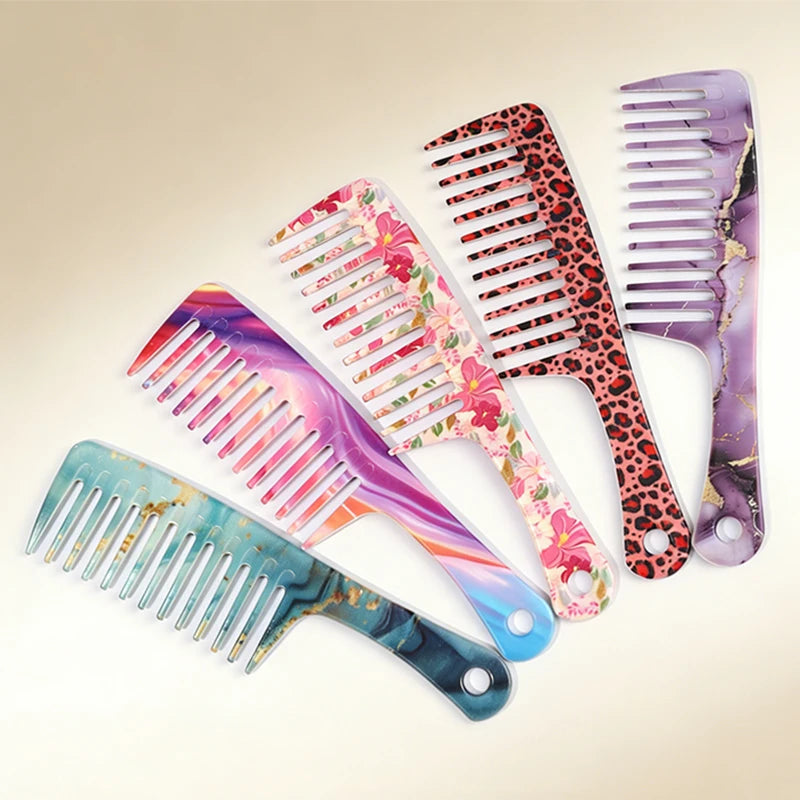 Wide Tooth Detangling Comb – Leopard Print, All Hair Types Wide Tooth Comb PLUSH