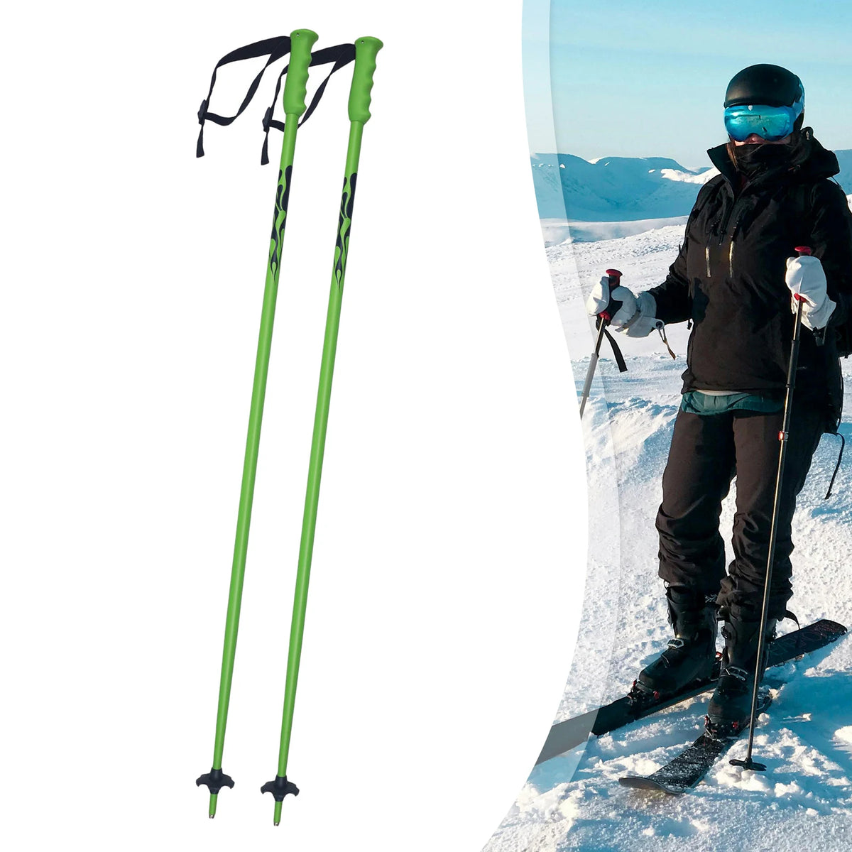 Sunnimix Aluminum Ski Poles with Wrist Strap – 2-Piece Set Ski Poles PLUSH