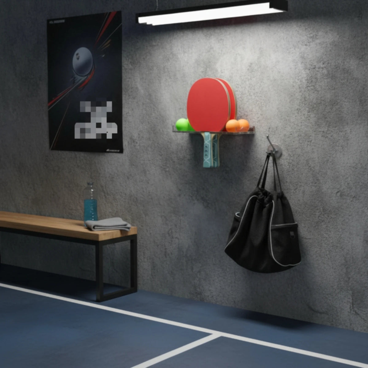 Acrylic Table Tennis Paddle & Ball Wall Organizer Rack Paddle & Ball Rack PLUSH