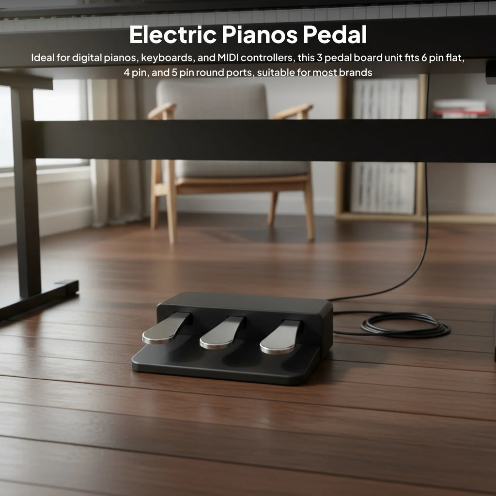 Triple Pedal Unit for Digital Piano & MIDI Keyboard Piano Pedal Unit PLUSH