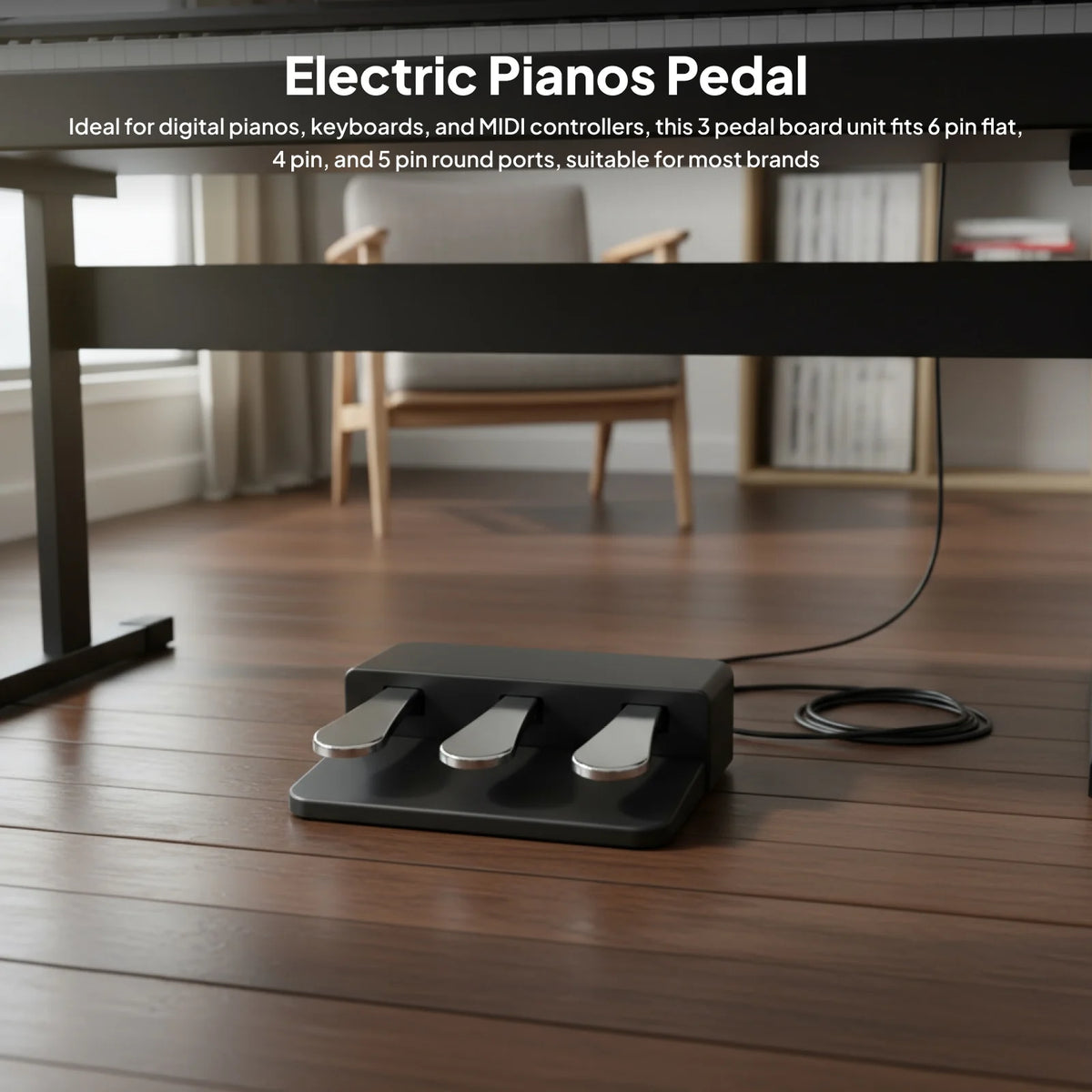 Triple Pedal Unit for Digital Piano & MIDI Keyboard Piano Pedal Unit PLUSH