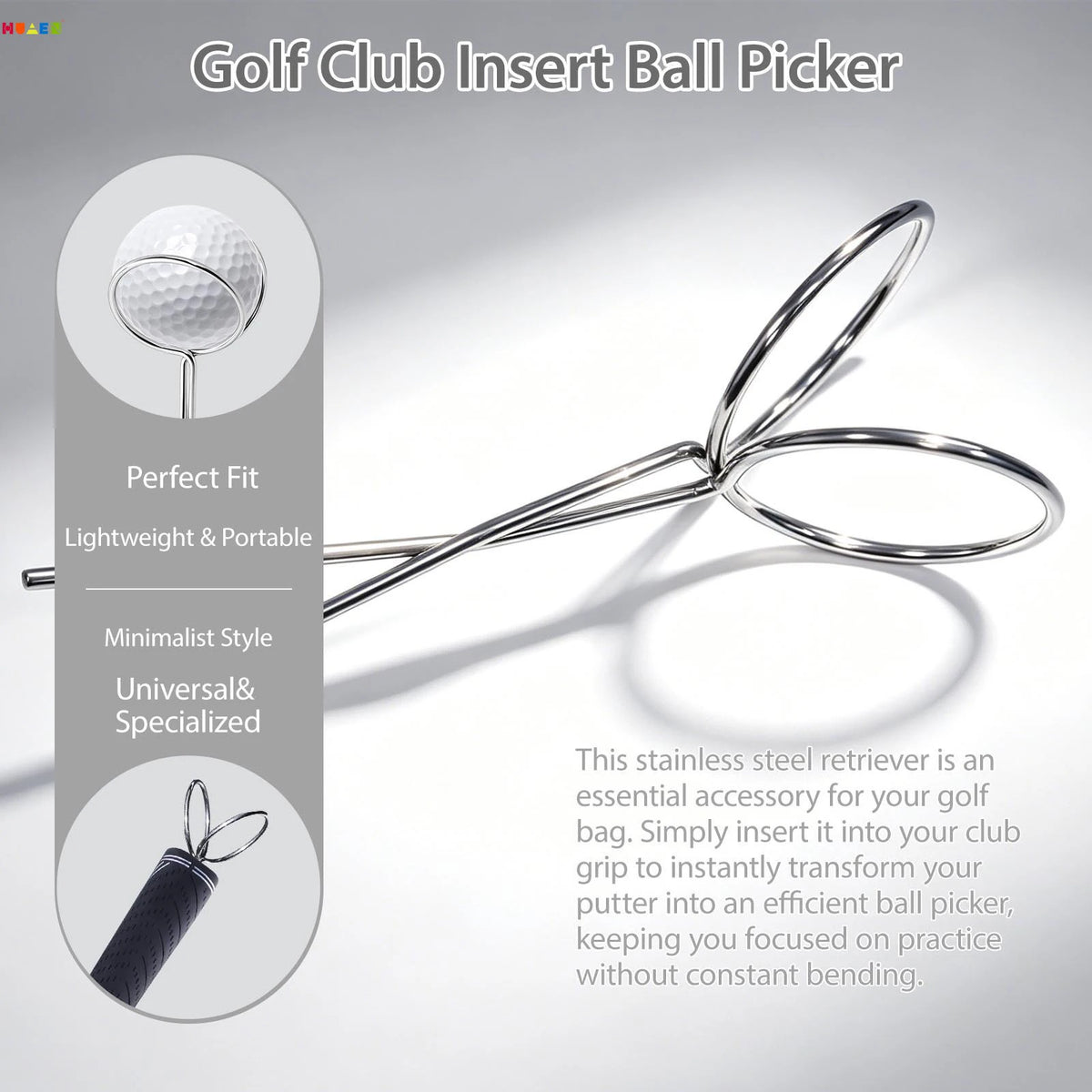 Stainless Steel Golf Ball Retriever Clamp & Pickup Tool Golf Ball Retriever PLUSH