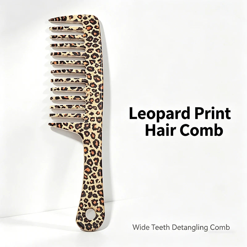 Wide Tooth Detangling Comb – Leopard Print, All Hair Types Wide Tooth Comb PLUSH Yellow leopard