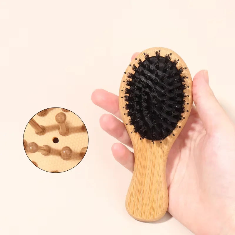 Mini Bamboo Air Cushion Hair Brush Set – Portable Travel Hair Brush Set PLUSH 1pc-A