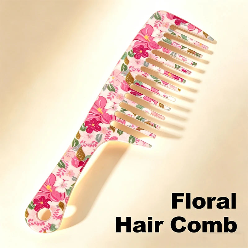 Wide Tooth Detangling Comb – Leopard Print, All Hair Types Wide Tooth Comb PLUSH Flowers