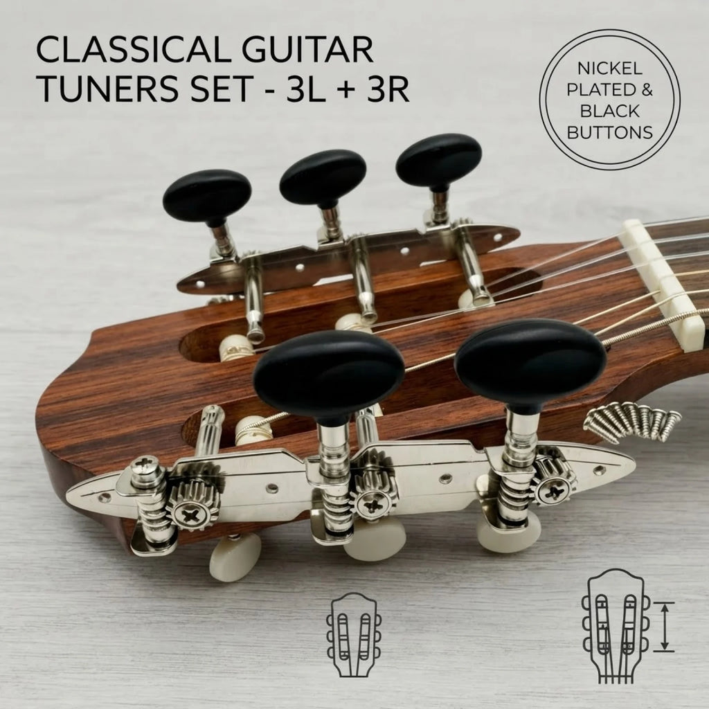 Classical Guitar Tuning Machines Chrome Pegs + Screws | Tooyful Guitar Tuning Pegs PLUSH Default Title