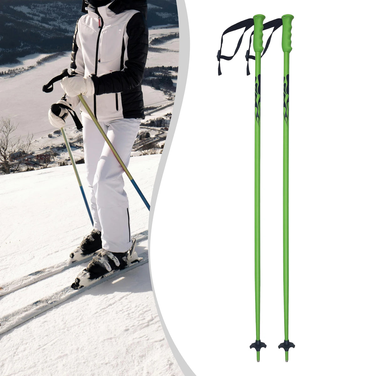 Sunnimix Aluminum Ski Poles with Wrist Strap – 2-Piece Set Ski Poles PLUSH 125cm