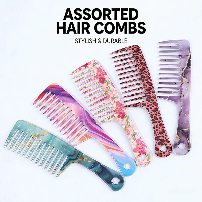 Wide Tooth Detangling Comb – Leopard Print, All Hair Types Wide Tooth Comb PLUSH