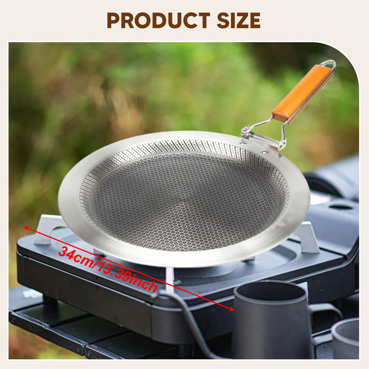 Stainless Steel Honeycomb Crepe Pan Foldable Handle 30/34cm Crepe Pan Skillet PLUSH 34cm