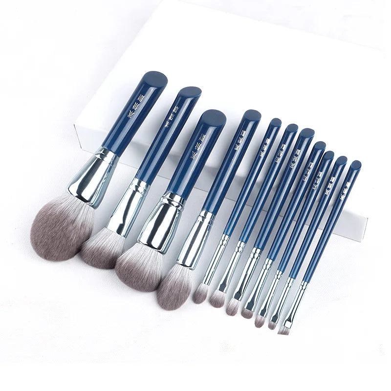 MyDestiny Azure Blue 11pc Makeup Brush Set – Soft Fiber Kit Makeup Brush Set PLUSH