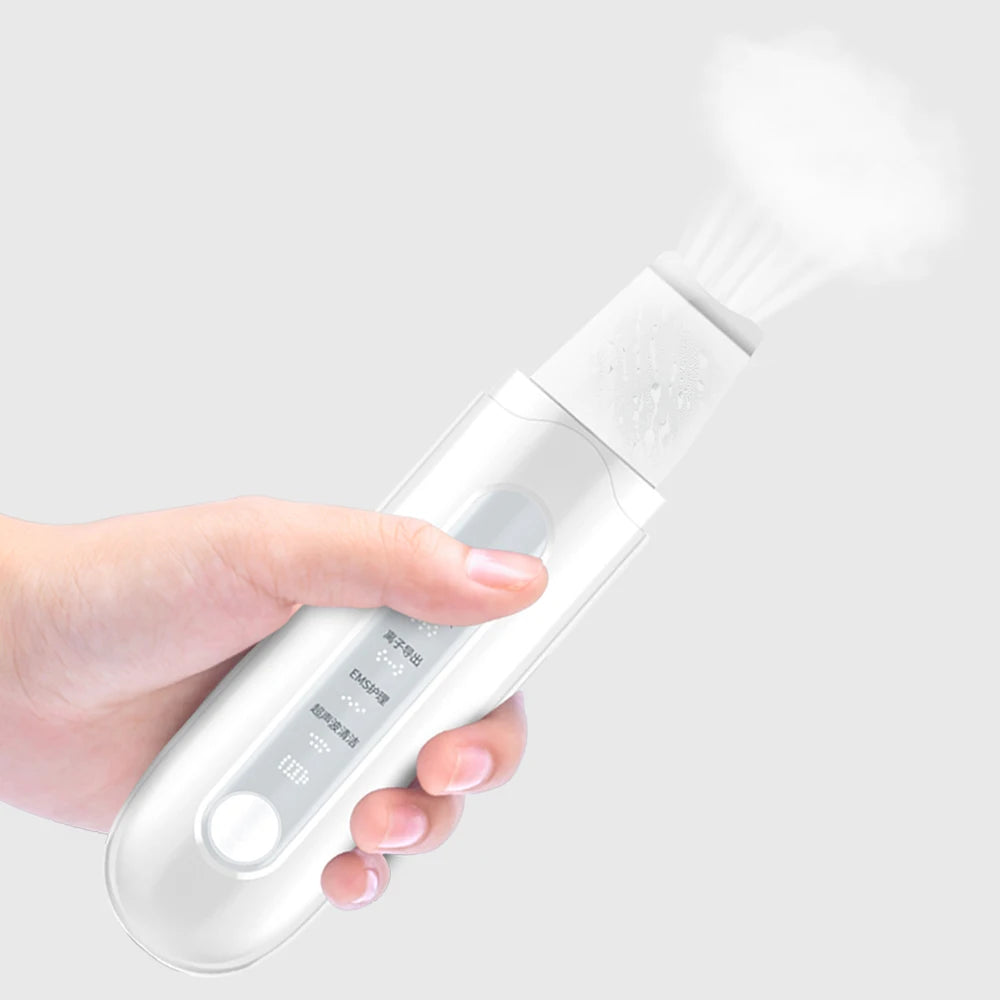 Ultrasonic Skin Scrubber Face Spatula & Pulse Massager Facial Cleansing Device PLUSH