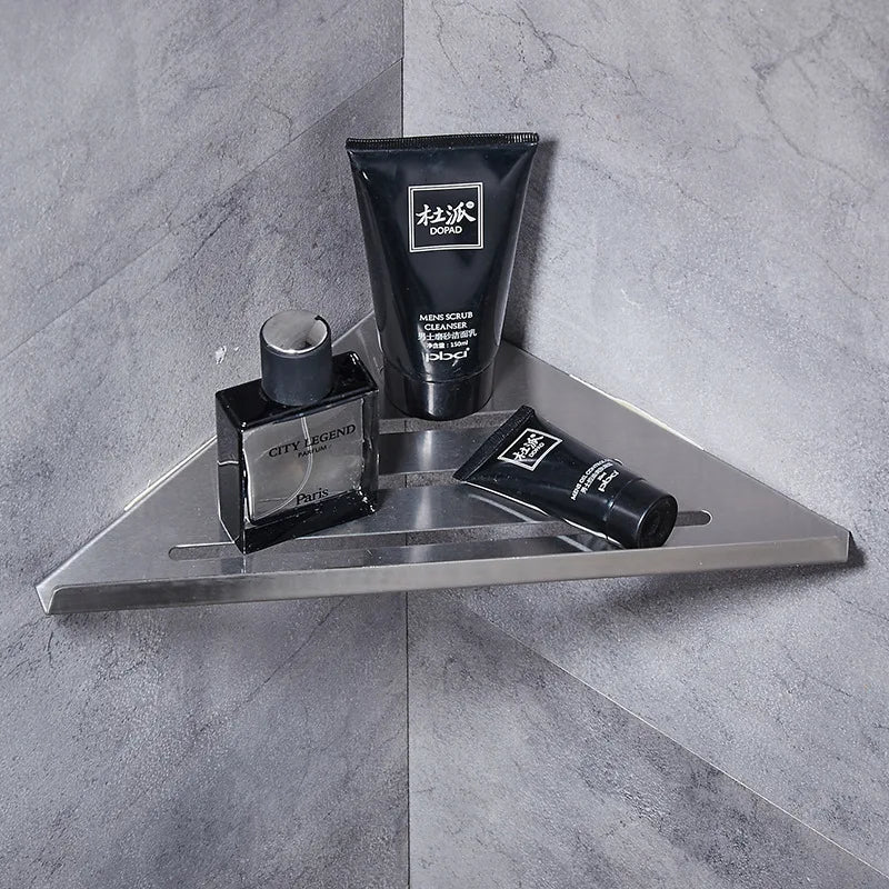 Stainless Steel Bathroom Corner Shelf – Gold & Brushed Nickel Bathroom Corner Shelf PLUSH A-Brushed