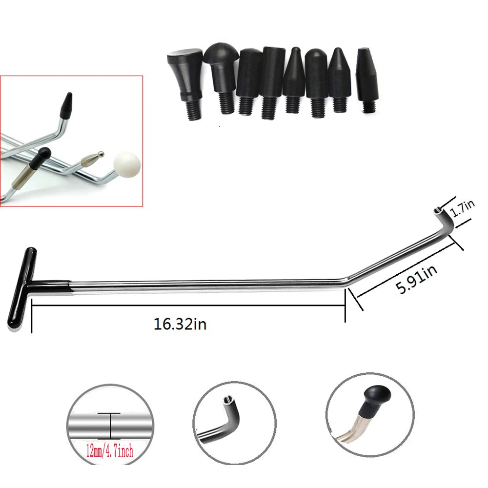 Paintless Dent Repair Tool Kit with Replaceable Heads Dent Repair Tool Kit PLUSH Red, Silver Tone