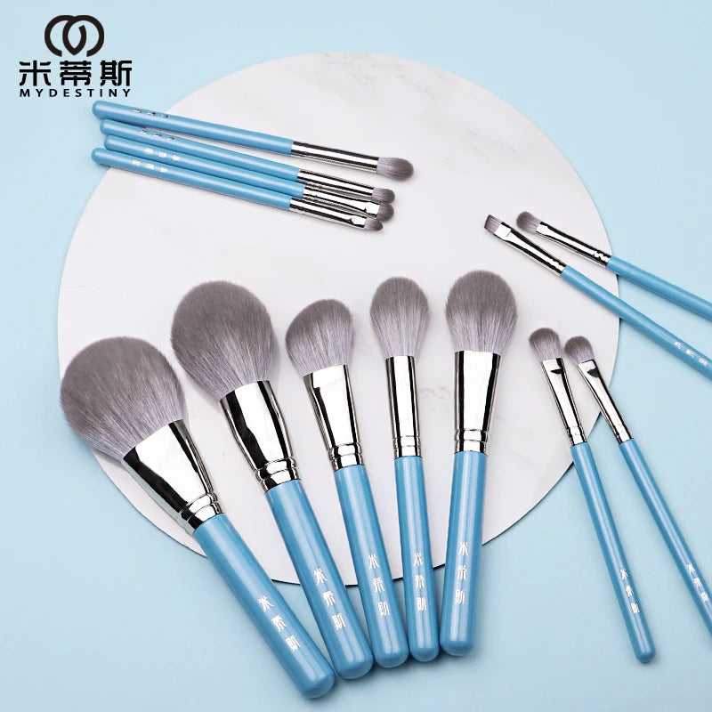 MyDestiny Blue Iris 13-Pc Makeup Brush Set – Super Soft Makeup Brush Set PLUSH
