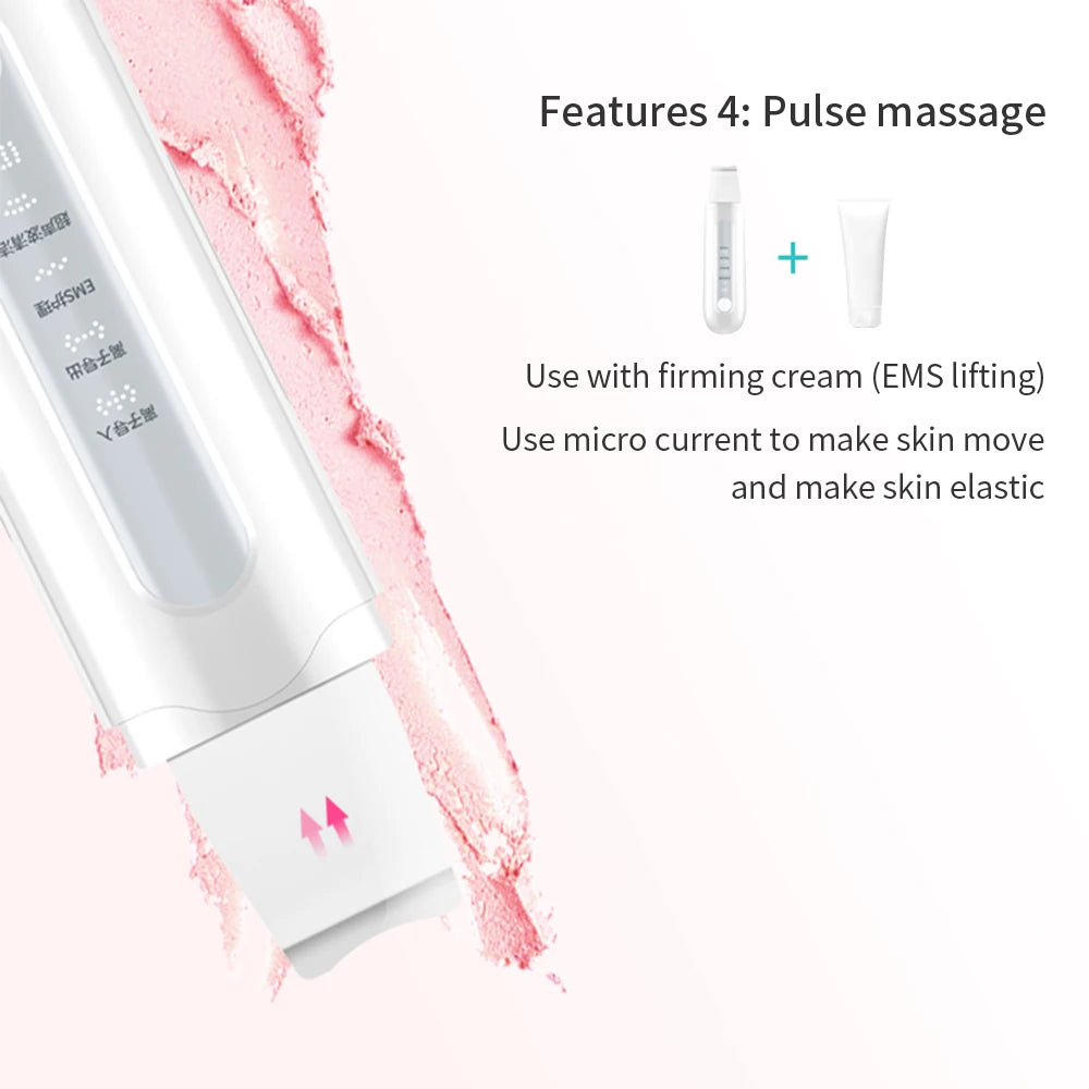 Ultrasonic Skin Scrubber Face Spatula & Pulse Massager Facial Cleansing Device PLUSH