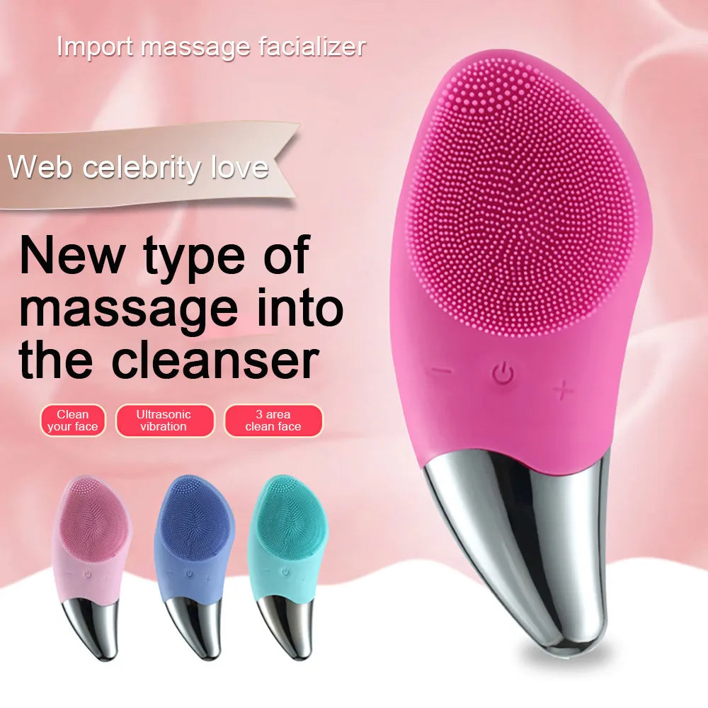 CAMMUO Silicone Electric Facial Cleansing Brush – Rechargeable Facial Cleansing Brush PLUSH