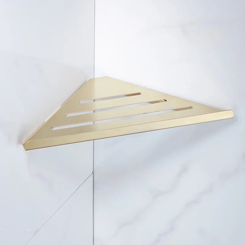 Stainless Steel Bathroom Corner Shelf – Gold & Brushed Nickel Bathroom Corner Shelf PLUSH A-Gold