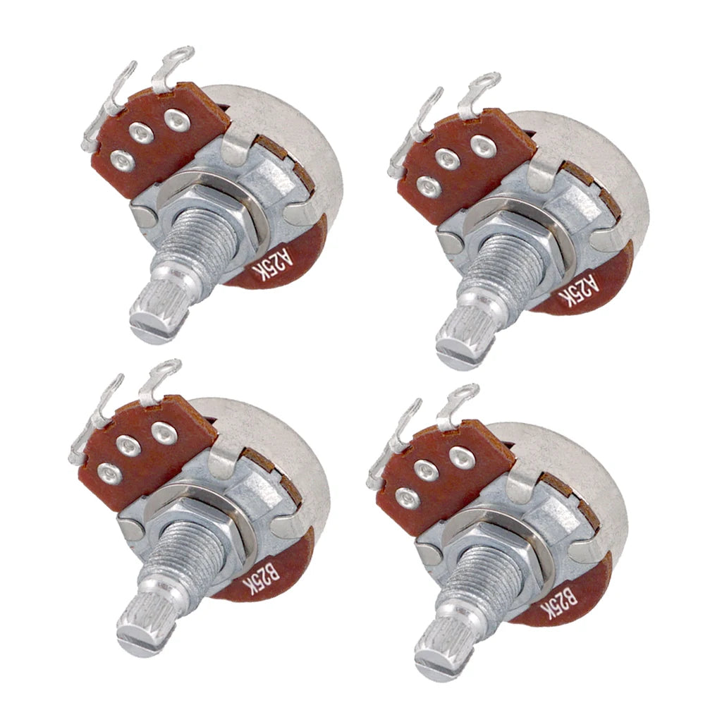Guitar Potentiometer A25K B25K 4-Pack – Tone & Volume Control Guitar Potentiometer Set PLUSH