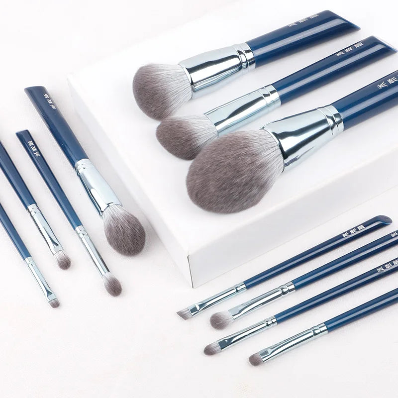 MyDestiny Azure Blue 11pc Makeup Brush Set – Soft Fiber Kit Makeup Brush Set PLUSH