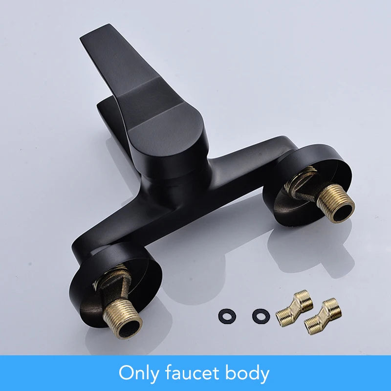Wall Mounted Waterfall Bathtub Faucet Chrome Brass Single Handle Bathtub Faucet PLUSH Black-Only faucet