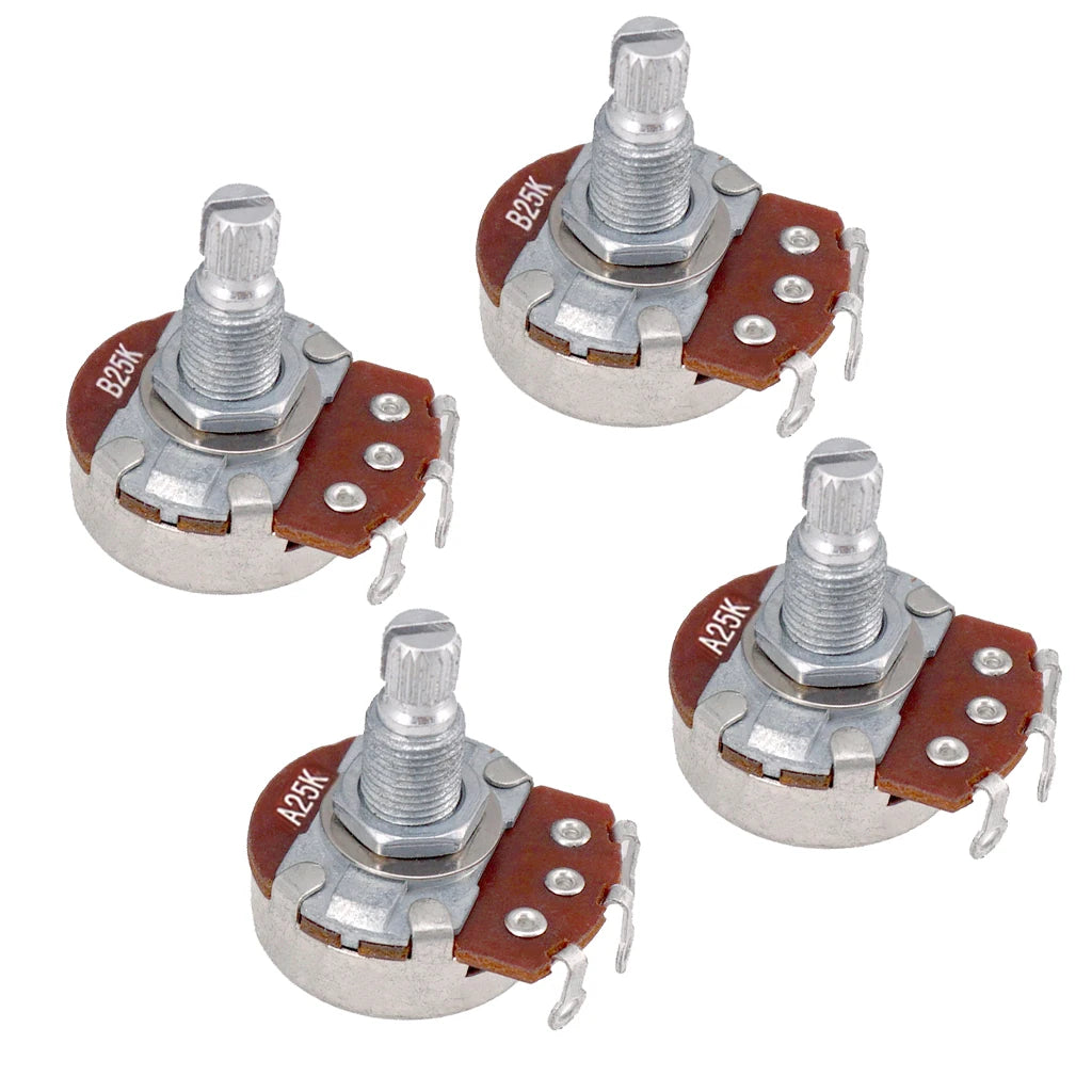 Guitar Potentiometer A25K B25K 4-Pack – Tone & Volume Control Guitar Potentiometer Set PLUSH