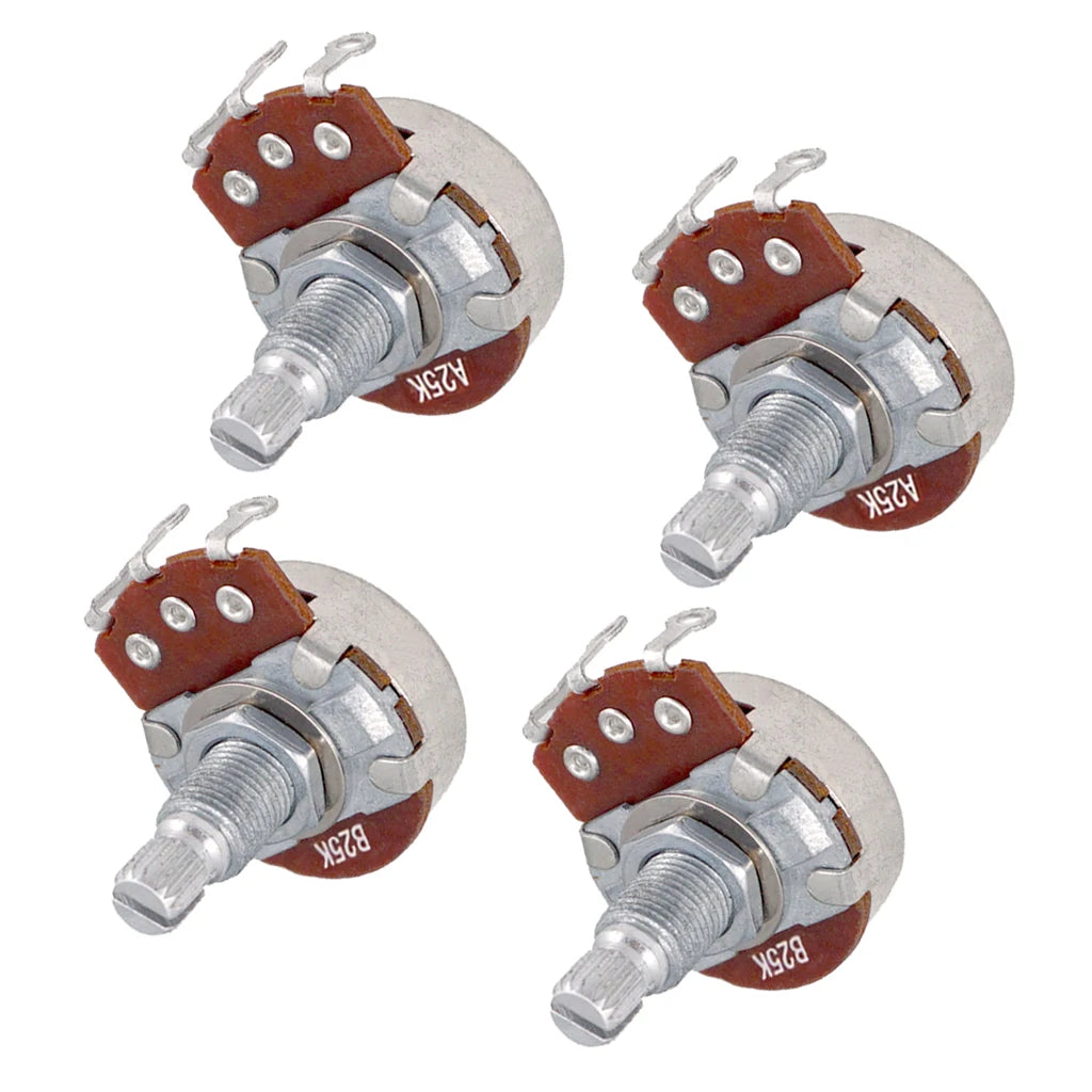 Guitar Potentiometer A25K B25K 4-Pack – Tone & Volume Control Guitar Potentiometer Set PLUSH