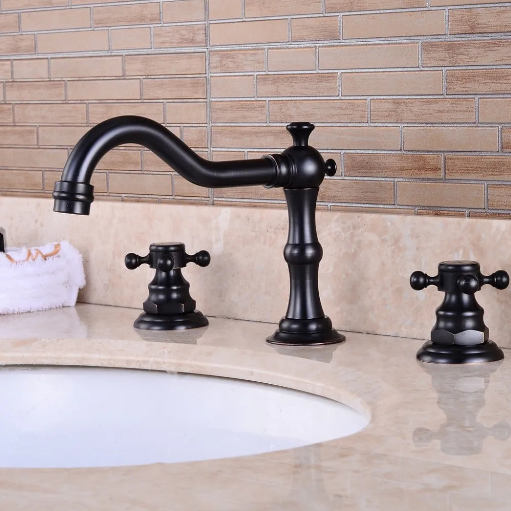 Widespread 3-Hole Dual Handle Bathroom Faucet – Brushed Nickel Bathroom Sink Faucet PLUSH