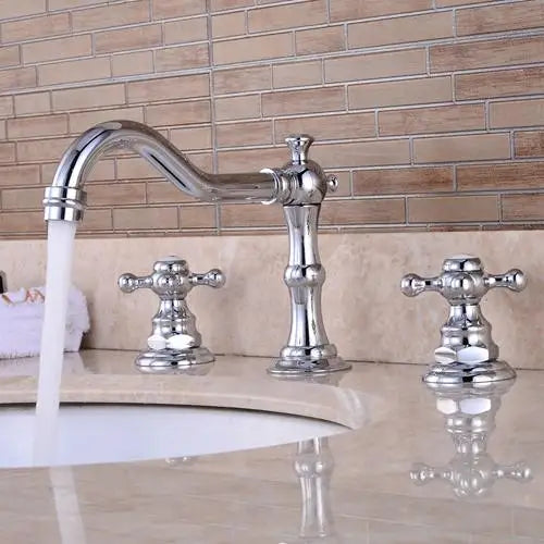 Widespread 3-Hole Dual Handle Bathroom Faucet – Brushed Nickel Bathroom Sink Faucet PLUSH Chrome
