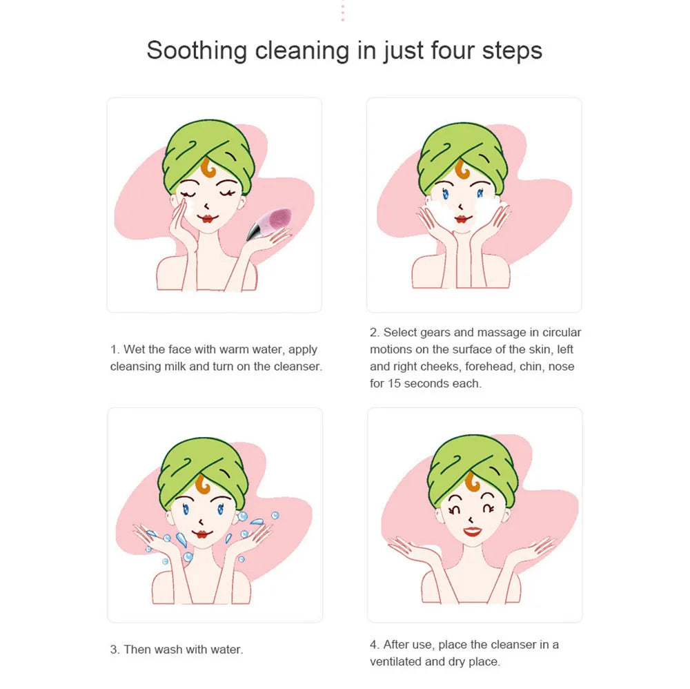 CAMMUO Silicone Electric Facial Cleansing Brush – Rechargeable Facial Cleansing Brush PLUSH
