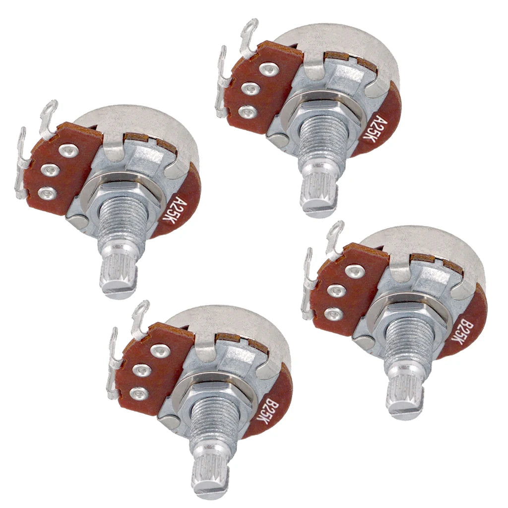 Guitar Potentiometer A25K B25K 4-Pack – Tone & Volume Control Guitar Potentiometer Set PLUSH