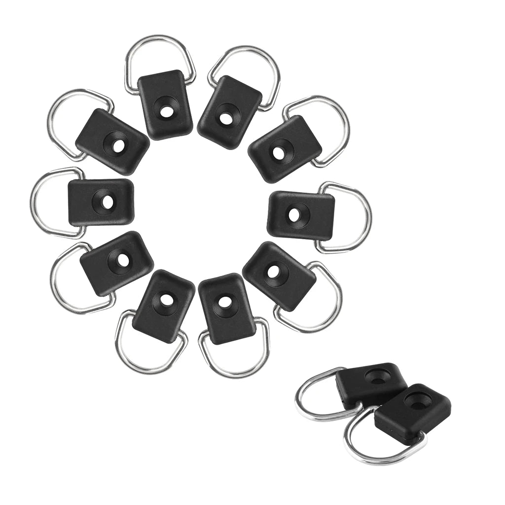 12pcs Black Kayak Canoe D Ring Outfitting Kit – Nylon & Steel Kayak D Ring Kit PLUSH