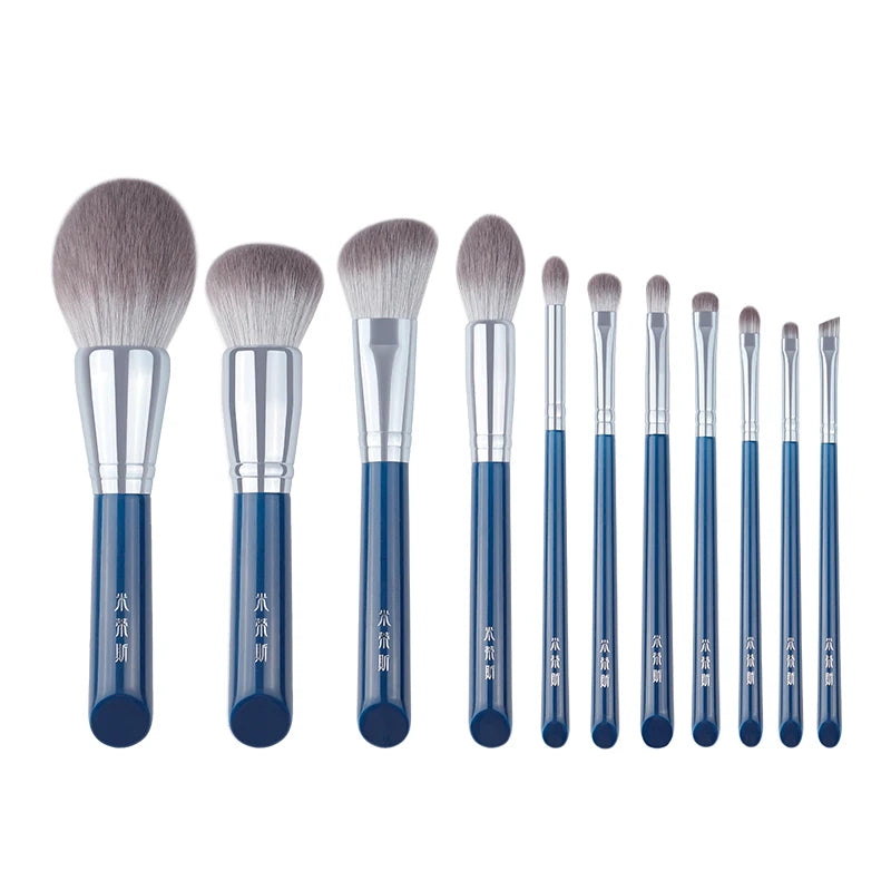 MyDestiny Azure Blue 11pc Makeup Brush Set – Soft Fiber Kit Makeup Brush Set PLUSH only brush China Mainland