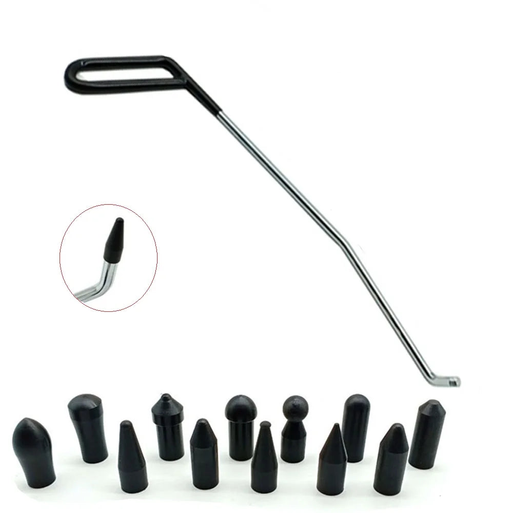 Paintless Dent Repair Kit – Hook Push Rods & Hail Puller Set Dent Repair Kit PLUSH Red, Silver Tone