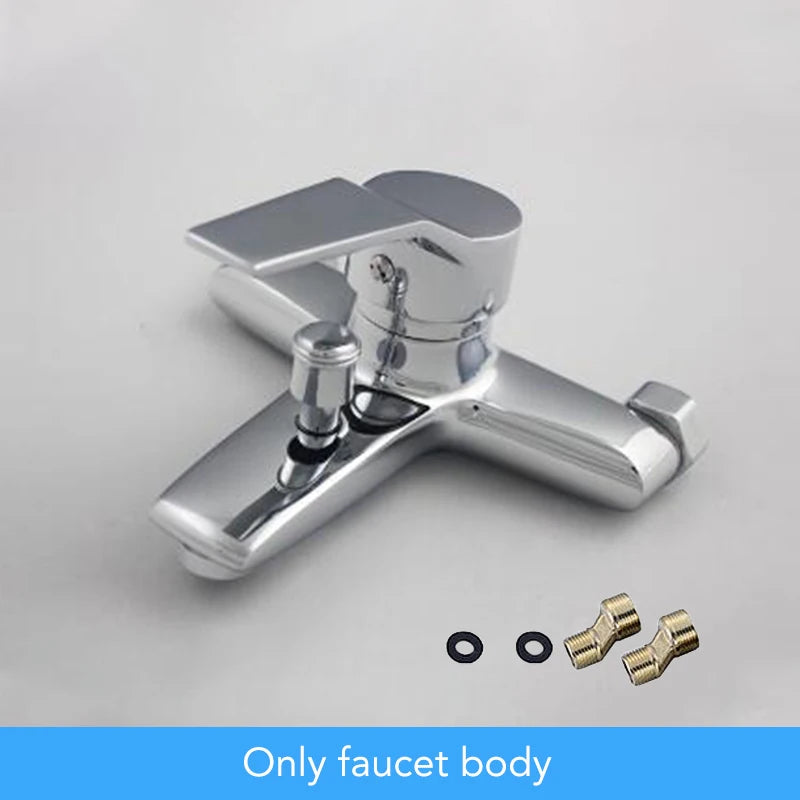 Wall Mounted Waterfall Bathtub Faucet Chrome Brass Single Handle Bathtub Faucet PLUSH Chrome-only faucet