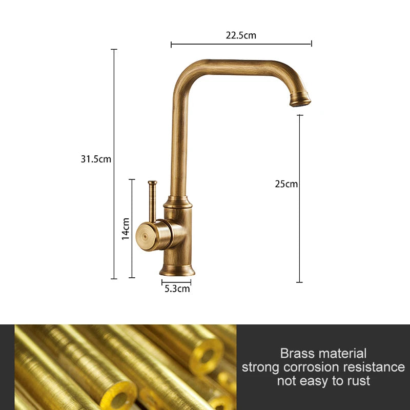 ELLEN Antique Bronze Kitchen Faucet 360° Swivel Single Handle Kitchen Faucet PLUSH