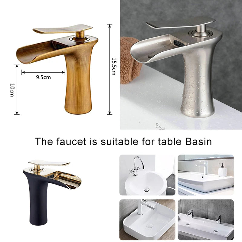 Waterfall Basin Faucet Single Handle Deck Mount ELM100 Basin Sink Faucet PLUSH