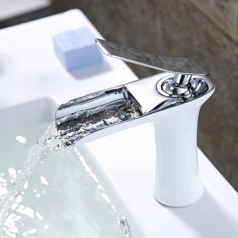 Waterfall Basin Faucet Single Handle Deck Mount ELM100 Basin Sink Faucet PLUSH