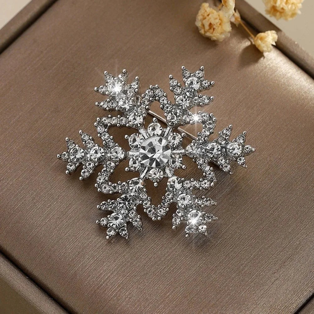 Vintage Snowflake Rhinestone Brooch Pin – Elegant Holiday Rhinestone Brooch Pin PLUSH Style C