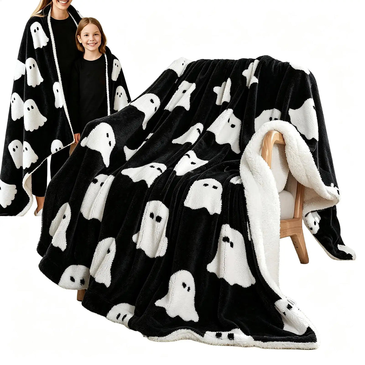 Halloween Pumpkin Ghost Flannel Throw Blanket – Festive Decor Halloween Throw Blanket PLUSH